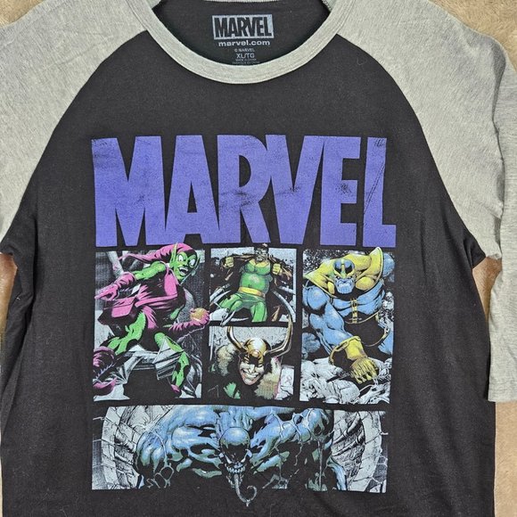 Marvel Black/Gray 3/4 Sleeve Raglan Shirt Men's Size XL Thanos Loki Comics - Picture 5 of 10
